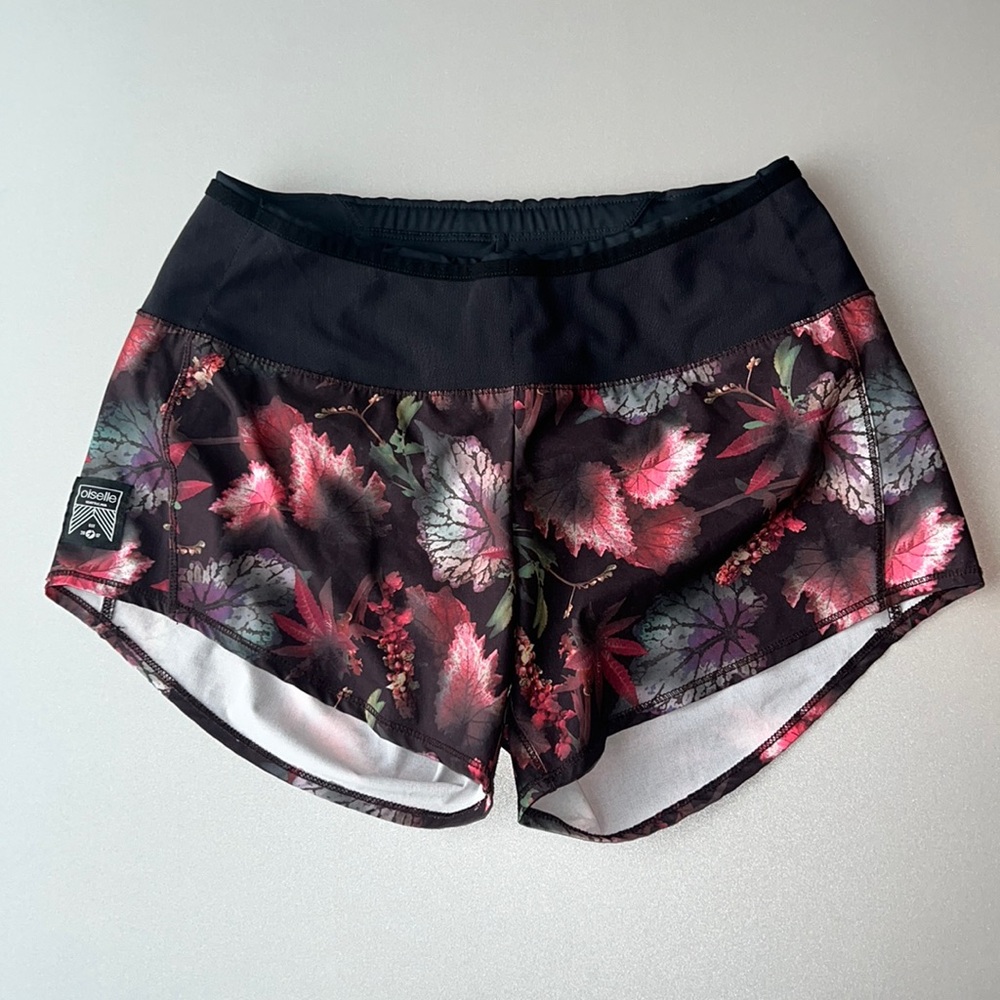 Floral Print Women’s Athletic Shorts - Black & Pink
